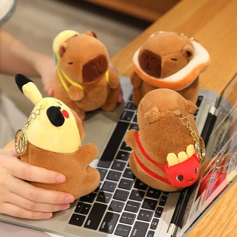 Cute Capybara Plush Toy with Hat Simulation Capybara Cosplay Crab Rabbit Cat Doll Small Size Stuffed Animals Bag Pendant Gift - Deems