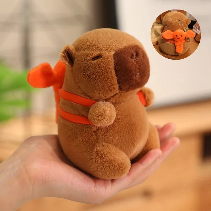 Cute Capybara Plush Toy with Hat Simulation Capybara Cosplay Crab Rabbit Cat Doll Small Size Stuffed Animals Bag Pendant Gift - Deems