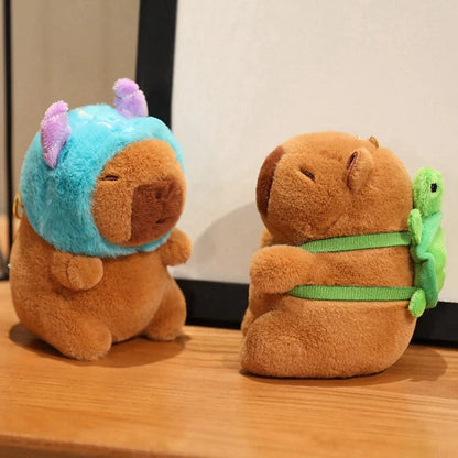 Cute Capybara Plush Toy with Hat Simulation Capybara Cosplay Crab Rabbit Cat Doll Small Size Stuffed Animals Bag Pendant Gift - Deems