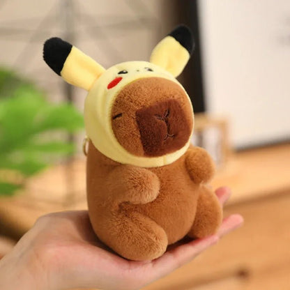 Cute Capybara Plush Toy with Hat Simulation Capybara Cosplay Crab Rabbit Cat Doll Small Size Stuffed Animals Bag Pendant Gift - Deems