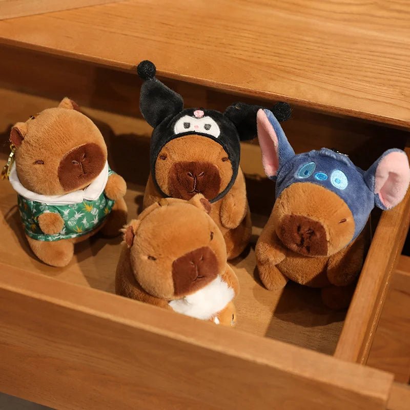 Cute Capybara Plush Toy with Hat Simulation Capybara Cosplay Crab Rabbit Cat Doll Small Size Stuffed Animals Bag Pendant Gift - Deems
