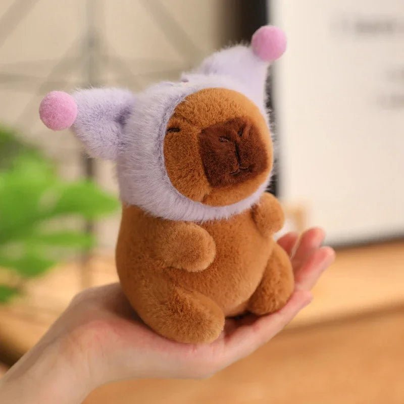 Cute Capybara Plush Toy with Hat Simulation Capybara Cosplay Crab Rabbit Cat Doll Small Size Stuffed Animals Bag Pendant Gift - Deems