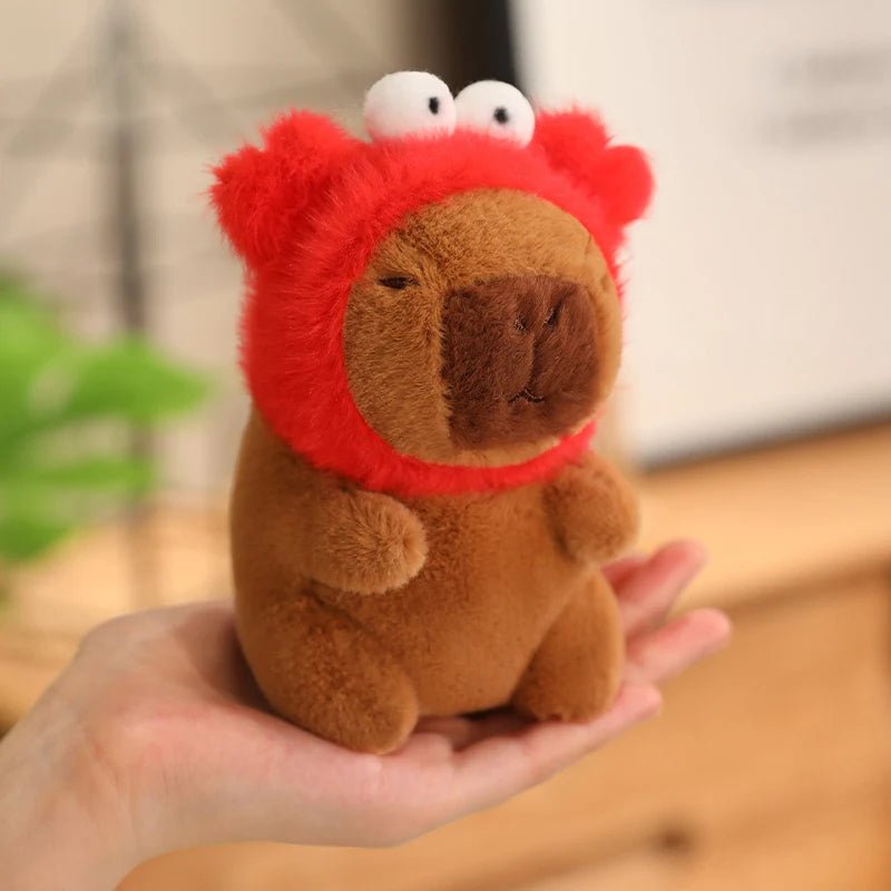 Cute Capybara Plush Toy with Hat Simulation Capybara Cosplay Crab Rabbit Cat Doll Small Size Stuffed Animals Bag Pendant Gift - Deems