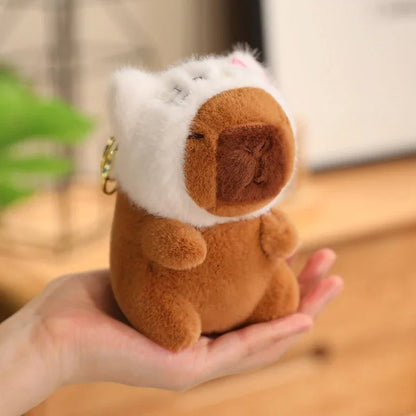 Cute Capybara Plush Toy with Hat Simulation Capybara Cosplay Crab Rabbit Cat Doll Small Size Stuffed Animals Bag Pendant Gift - Deems