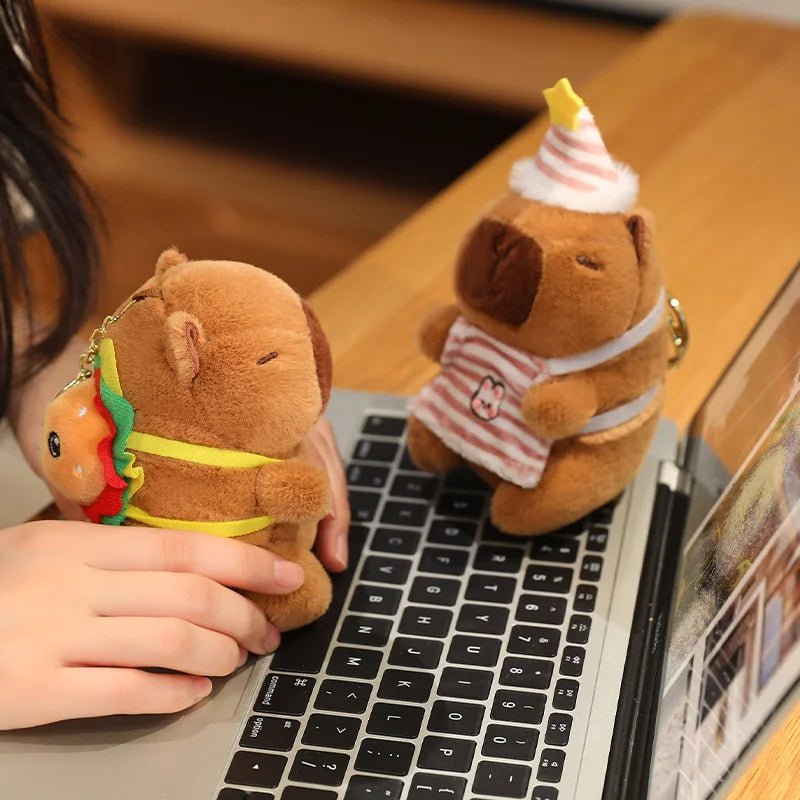 Cute Capybara Plush Toy with Hat Simulation Capybara Cosplay Crab Rabbit Cat Doll Small Size Stuffed Animals Bag Pendant Gift - Deems