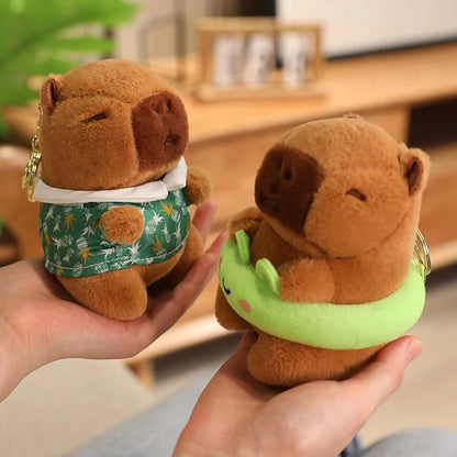 Cute Capybara Plush Toy with Hat Simulation Capybara Cosplay Crab Rabbit Cat Doll Small Size Stuffed Animals Bag Pendant Gift - Deems