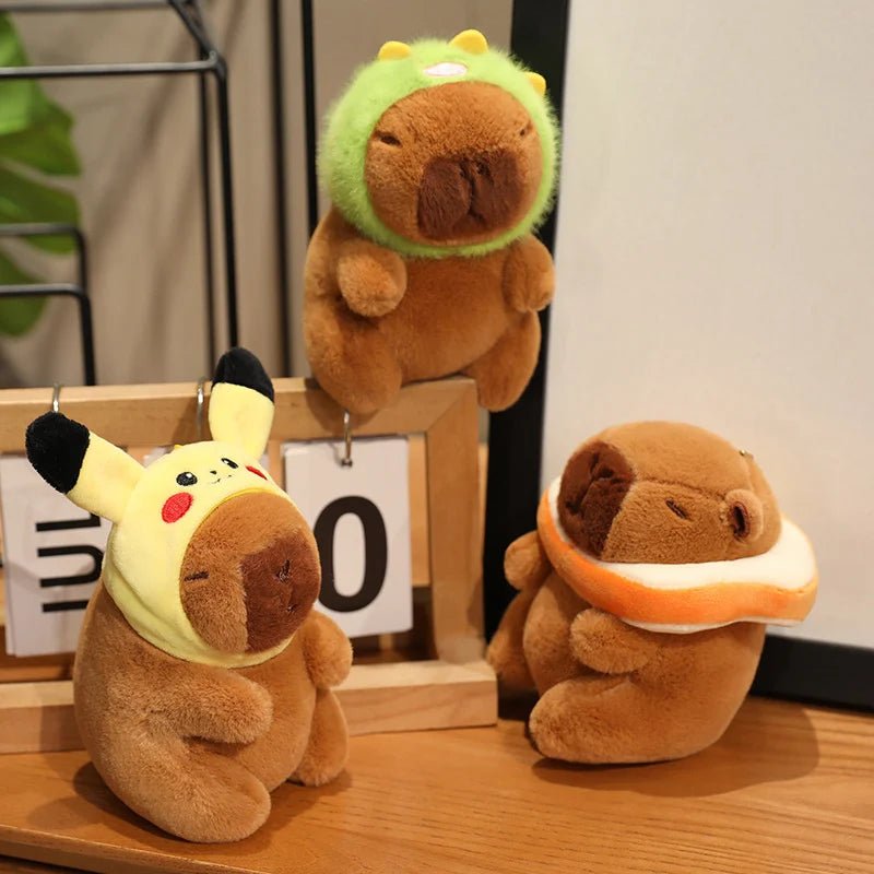 Cute Capybara Plush Toy with Hat Simulation Capybara Cosplay Crab Rabbit Cat Doll Small Size Stuffed Animals Bag Pendant Gift - Deems
