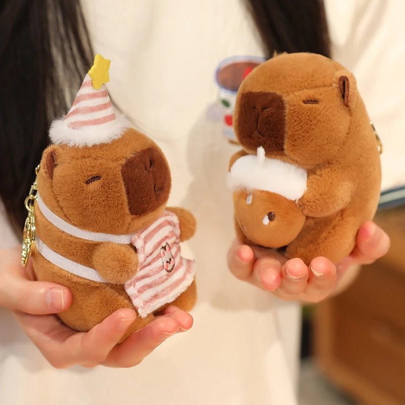Cute Capybara Plush Toy with Hat Simulation Capybara Cosplay Crab Rabbit Cat Doll Small Size Stuffed Animals Bag Pendant Gift - Deems