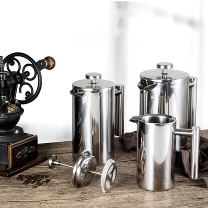 French Press Pot Filter Press Hand - made Coffee Pot Stainless Steel High Quality Double Walled Insulated 350ml/800ml/1000ml - Deems