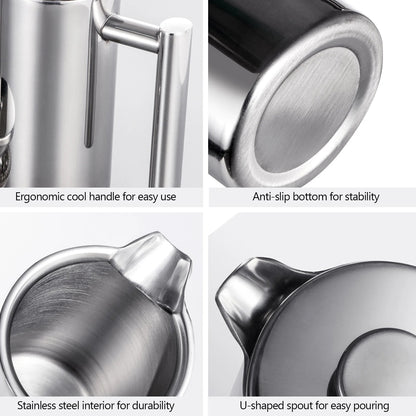 French Press Pot Filter Press Hand - made Coffee Pot Stainless Steel High Quality Double Walled Insulated 350ml/800ml/1000ml - Deems