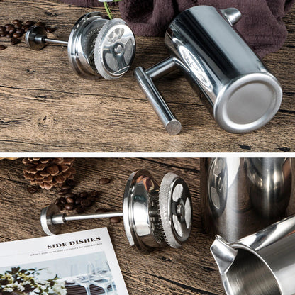French Press Pot Filter Press Hand - made Coffee Pot Stainless Steel High Quality Double Walled Insulated 350ml/800ml/1000ml - Deems