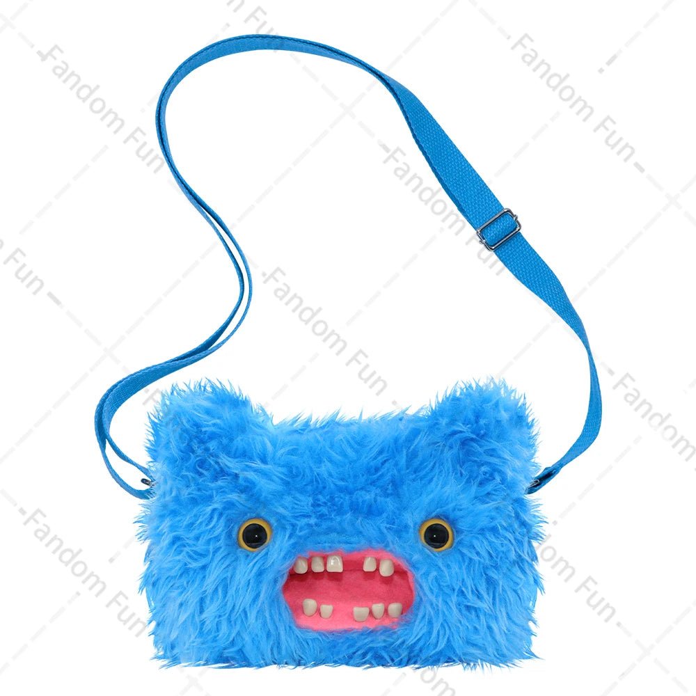 Fuggler Original Plush Shoulder Bag Wide Eyed Weirdo Screech Ugly Tooth Monster Big Head Crossbody Furry Backpack Birthday Gift - Deems