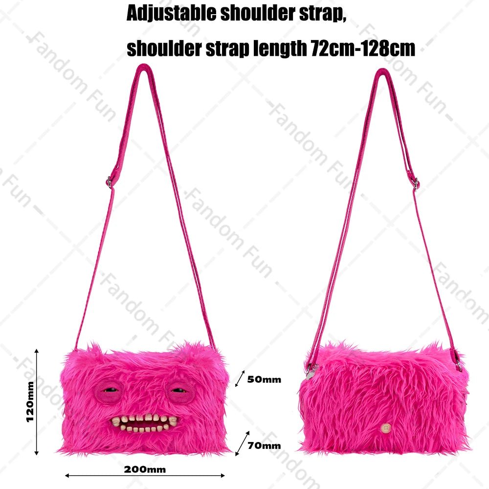 Fuggler Original Plush Shoulder Bag Wide Eyed Weirdo Screech Ugly Tooth Monster Big Head Crossbody Furry Backpack Birthday Gift - Deems