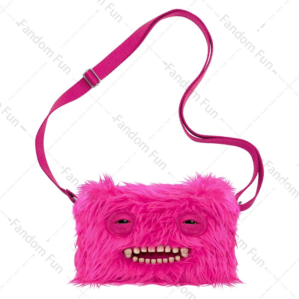 Fuggler Original Plush Shoulder Bag Wide Eyed Weirdo Screech Ugly Tooth Monster Big Head Crossbody Furry Backpack Birthday Gift - Deems