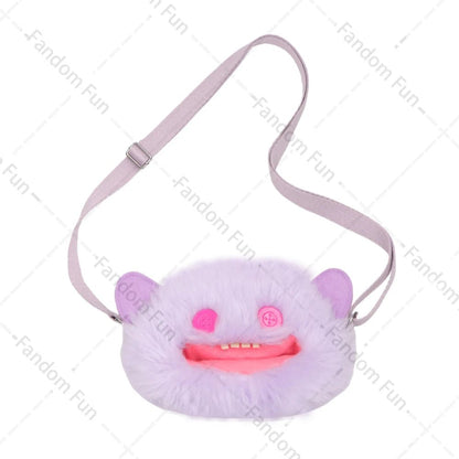 Fuggler Original Plush Shoulder Bag Wide Eyed Weirdo Screech Ugly Tooth Monster Big Head Crossbody Furry Backpack Birthday Gift - Deems