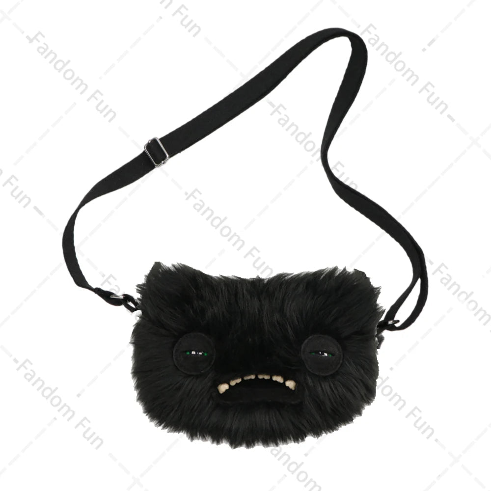 Fuggler Original Plush Shoulder Bag Wide Eyed Weirdo Screech Ugly Tooth Monster Big Head Crossbody Furry Backpack Birthday Gift - Deems