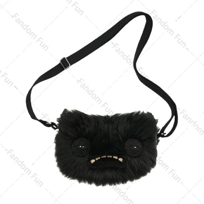 Fuggler Original Plush Shoulder Bag Wide Eyed Weirdo Screech Ugly Tooth Monster Big Head Crossbody Furry Backpack Birthday Gift - Deems