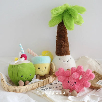 JELLYCAT Lemonade Coconut Plushies Very Soft Palm Tree Red Coral Plush Toy Cartoon Doll Home Decor Xmas Gifts Girl - Deems