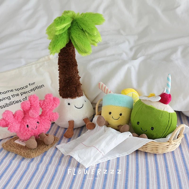 JELLYCAT Lemonade Coconut Plushies Very Soft Palm Tree Red Coral Plush Toy Cartoon Doll Home Decor Xmas Gifts Girl - Deems