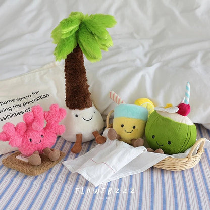 JELLYCAT Lemonade Coconut Plushies Very Soft Palm Tree Red Coral Plush Toy Cartoon Doll Home Decor Xmas Gifts Girl - Deems