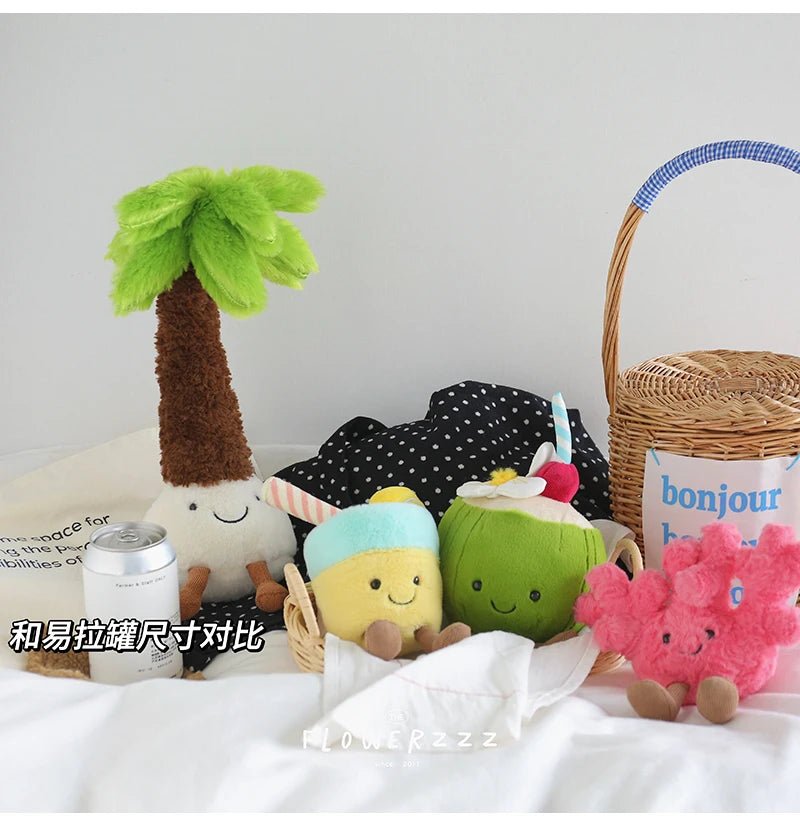 JELLYCAT Lemonade Coconut Plushies Very Soft Palm Tree Red Coral Plush Toy Cartoon Doll Home Decor Xmas Gifts Girl - Deems