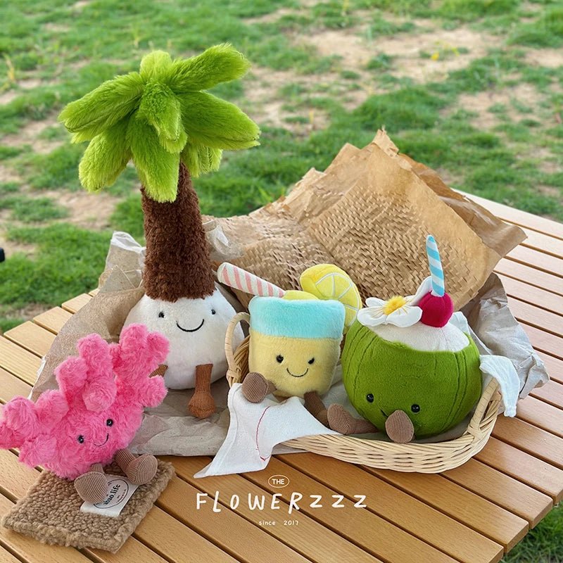 JELLYCAT Lemonade Coconut Plushies Very Soft Palm Tree Red Coral Plush Toy Cartoon Doll Home Decor Xmas Gifts Girl - Deems