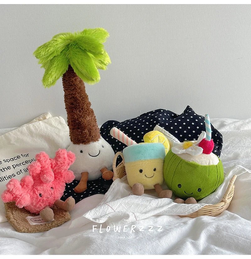 JELLYCAT Lemonade Coconut Plushies Very Soft Palm Tree Red Coral Plush Toy Cartoon Doll Home Decor Xmas Gifts Girl - Deems