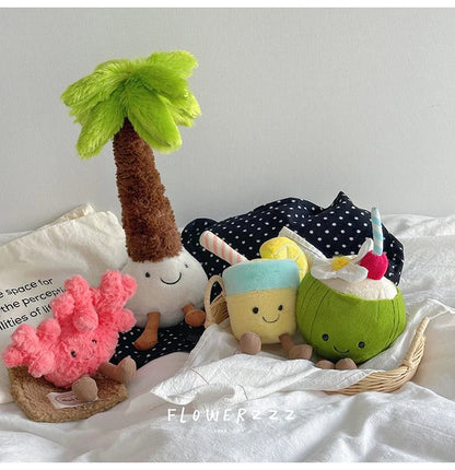 JELLYCAT Lemonade Coconut Plushies Very Soft Palm Tree Red Coral Plush Toy Cartoon Doll Home Decor Xmas Gifts Girl - Deems