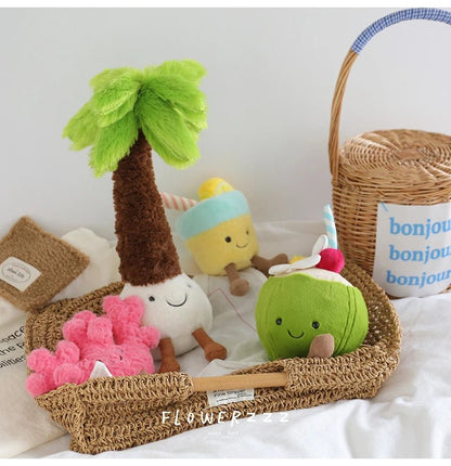 JELLYCAT Lemonade Coconut Plushies Very Soft Palm Tree Red Coral Plush Toy Cartoon Doll Home Decor Xmas Gifts Girl - Deems