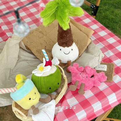 JELLYCAT Lemonade Coconut Plushies Very Soft Palm Tree Red Coral Plush Toy Cartoon Doll Home Decor Xmas Gifts Girl - Deems