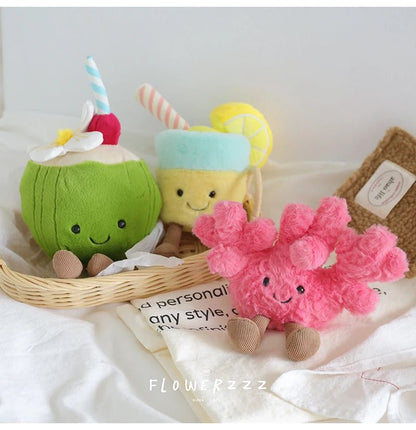 JELLYCAT Lemonade Coconut Plushies Very Soft Palm Tree Red Coral Plush Toy Cartoon Doll Home Decor Xmas Gifts Girl - Deems