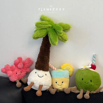 JELLYCAT Lemonade Coconut Plushies Very Soft Palm Tree Red Coral Plush Toy Cartoon Doll Home Decor Xmas Gifts Girl - Deems