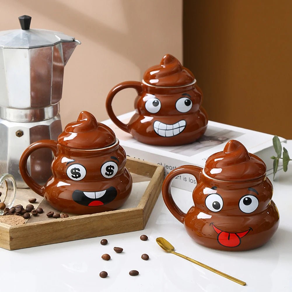 Poop Ceramic Cup,480ml Creative Coffee Cups with Spoon for Home Offices,Naughty Prank Drinkware Mug for Birthday Christmas Gift - Deems