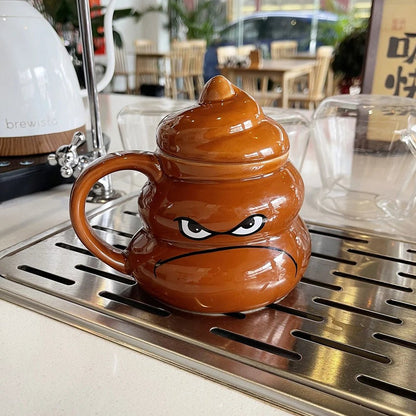 Poop Ceramic Cup,480ml Creative Coffee Cups with Spoon for Home Offices,Naughty Prank Drinkware Mug for Birthday Christmas Gift - Deems
