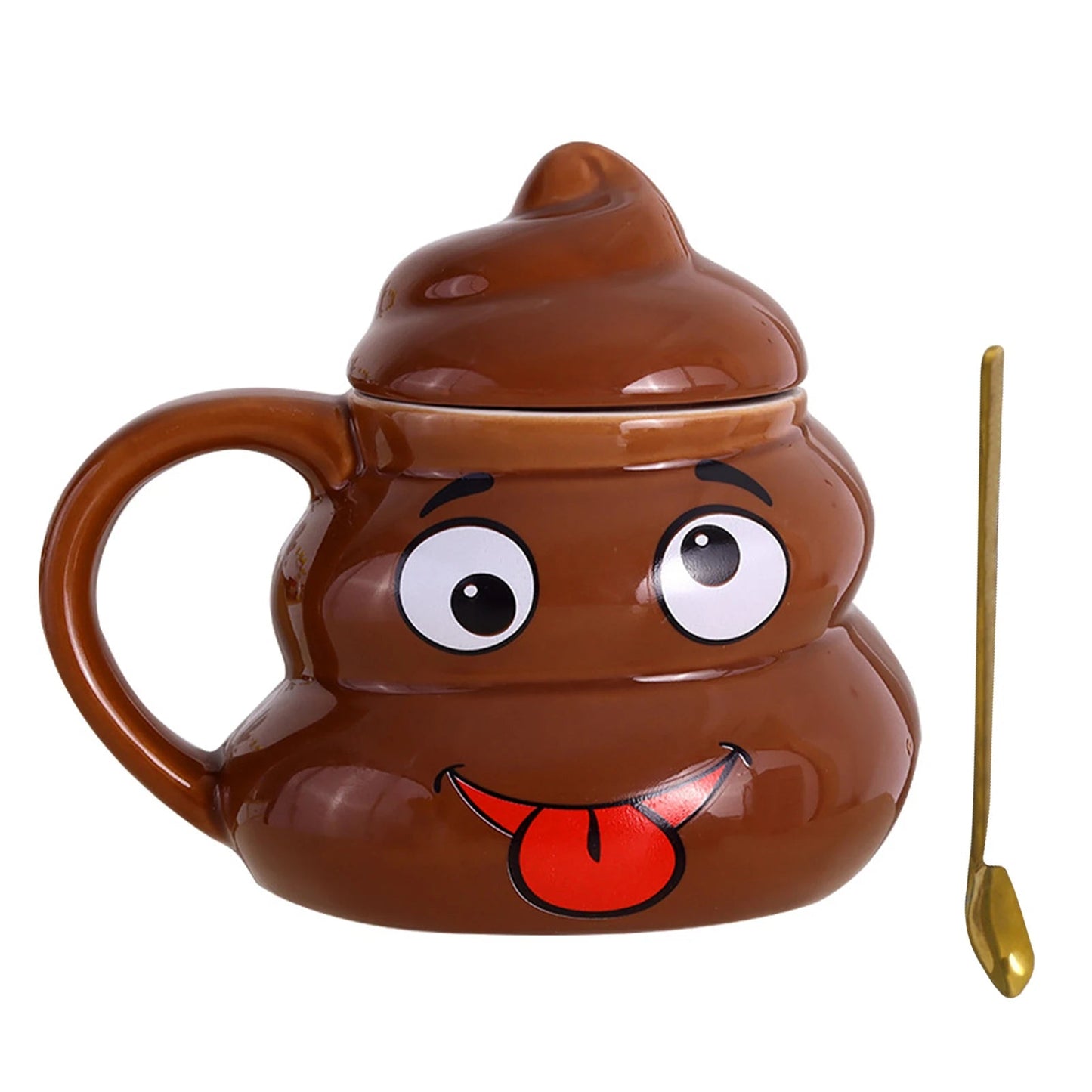 Poop Ceramic Cup,480ml Creative Coffee Cups with Spoon for Home Offices,Naughty Prank Drinkware Mug for Birthday Christmas Gift - Deems