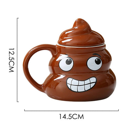Poop Ceramic Cup,480ml Creative Coffee Cups with Spoon for Home Offices,Naughty Prank Drinkware Mug for Birthday Christmas Gift - Deems