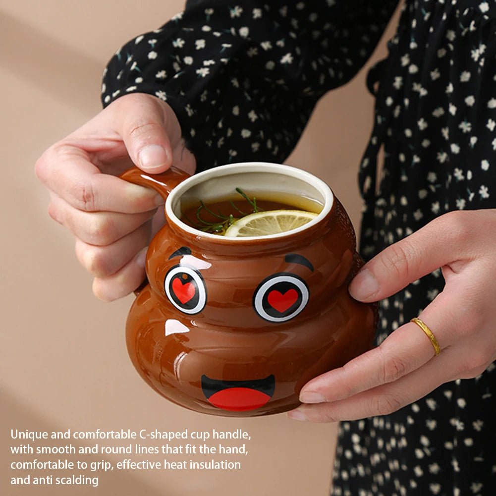 Poop Ceramic Cup,480ml Creative Coffee Cups with Spoon for Home Offices,Naughty Prank Drinkware Mug for Birthday Christmas Gift - Deems