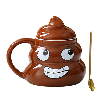 Poop Ceramic Cup,480ml Creative Coffee Cups with Spoon for Home Offices,Naughty Prank Drinkware Mug for Birthday Christmas Gift - Deems