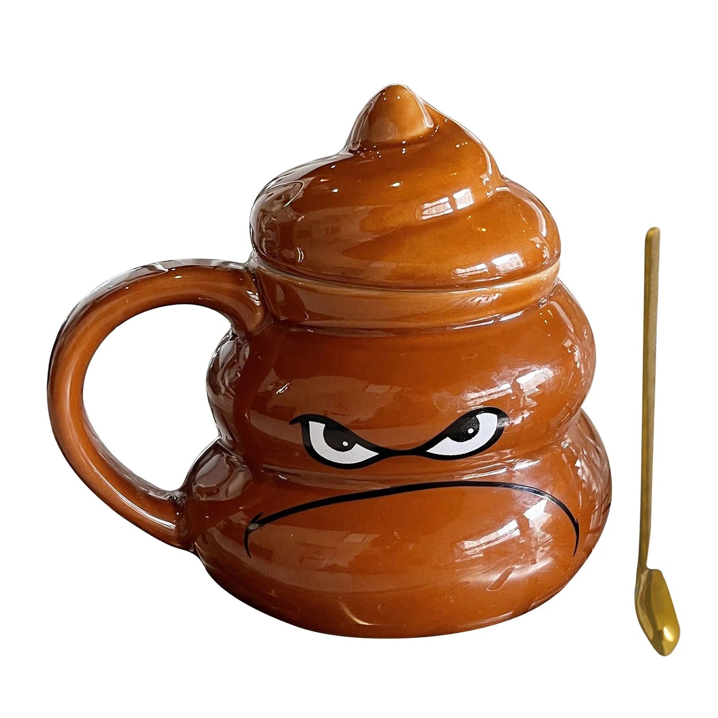 Poop Ceramic Cup,480ml Creative Coffee Cups with Spoon for Home Offices,Naughty Prank Drinkware Mug for Birthday Christmas Gift - Deems