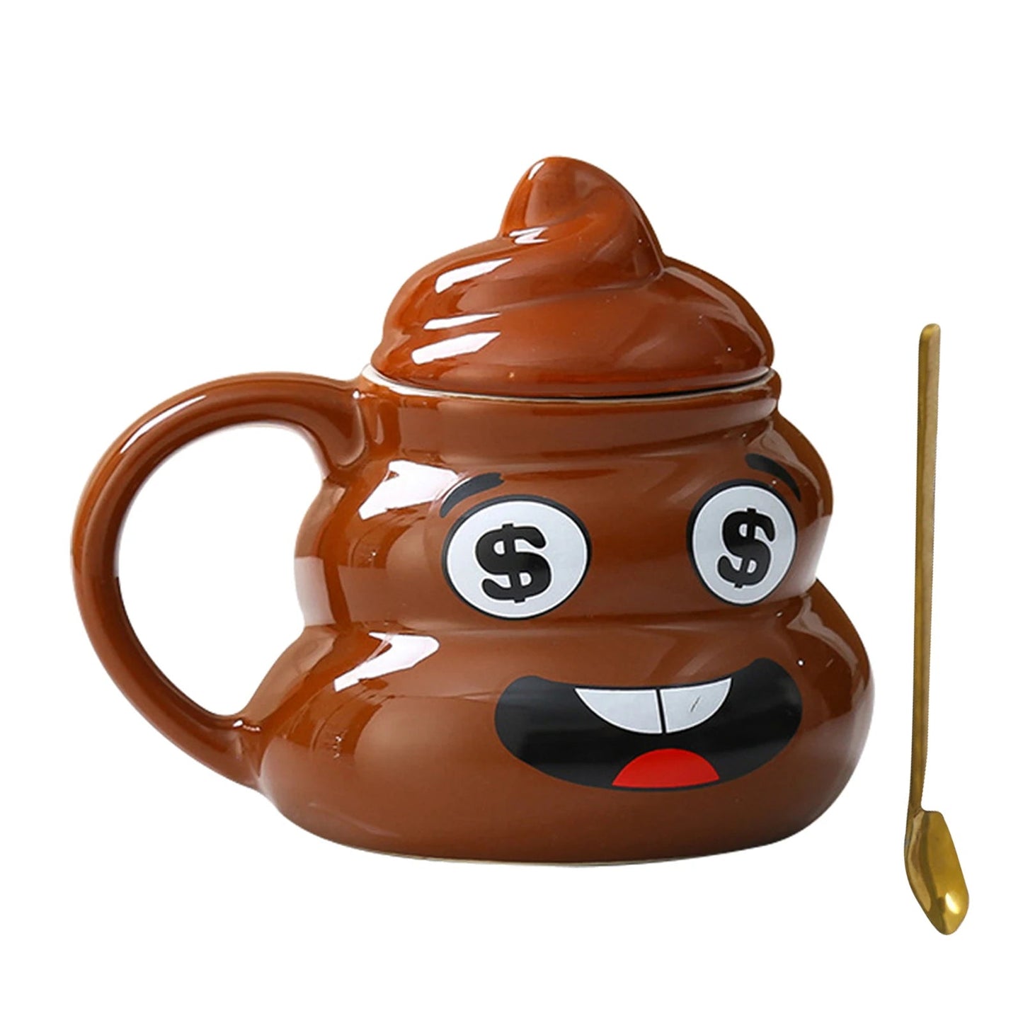 Poop Ceramic Cup,480ml Creative Coffee Cups with Spoon for Home Offices,Naughty Prank Drinkware Mug for Birthday Christmas Gift - Deems