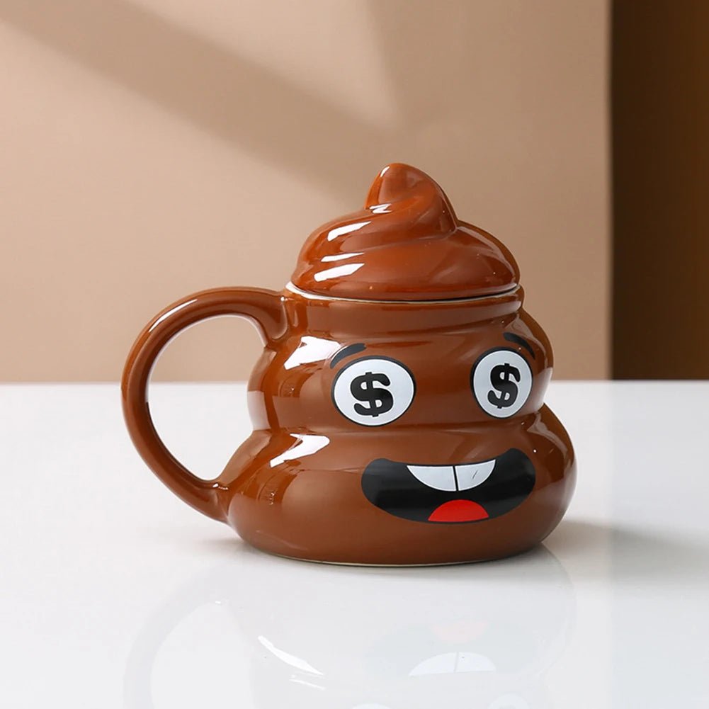 Poop Ceramic Cup,480ml Creative Coffee Cups with Spoon for Home Offices,Naughty Prank Drinkware Mug for Birthday Christmas Gift - Deems