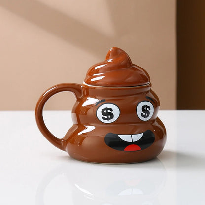 Poop Ceramic Cup,480ml Creative Coffee Cups with Spoon for Home Offices,Naughty Prank Drinkware Mug for Birthday Christmas Gift - Deems
