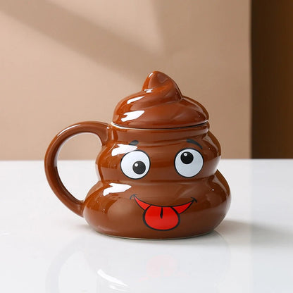 Poop Ceramic Cup,480ml Creative Coffee Cups with Spoon for Home Offices,Naughty Prank Drinkware Mug for Birthday Christmas Gift - Deems