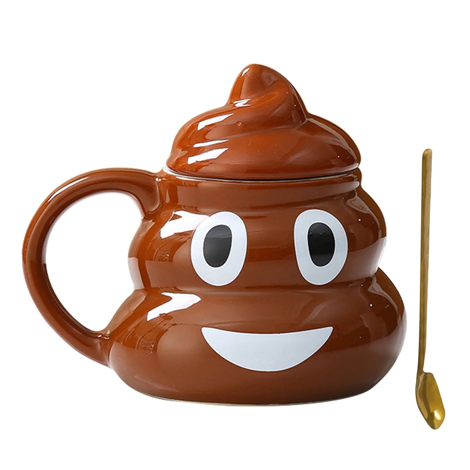 Poop Ceramic Cup,480ml Creative Coffee Cups with Spoon for Home Offices,Naughty Prank Drinkware Mug for Birthday Christmas Gift - Deems
