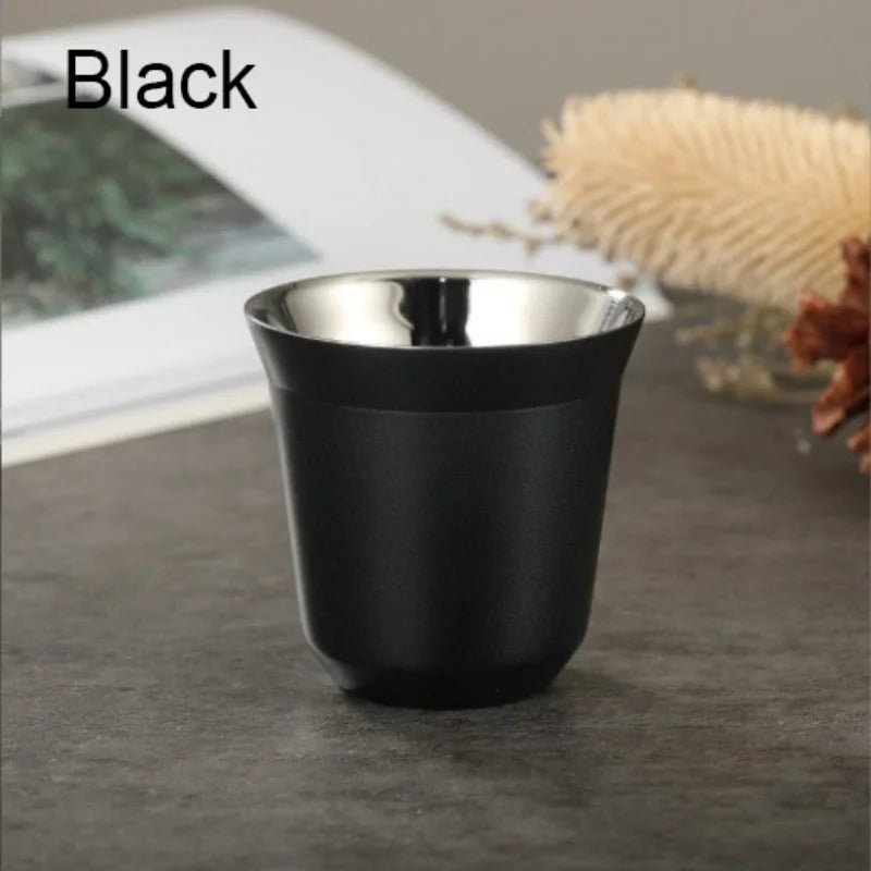 Summer New Simple Flat Bottom Cup Stainless Steel Double - layer Inner Tank Capsule Coffee Cup High - grade Solid Color Water Cup - Deems