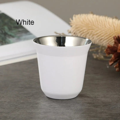 Summer New Simple Flat Bottom Cup Stainless Steel Double - layer Inner Tank Capsule Coffee Cup High - grade Solid Color Water Cup - Deems