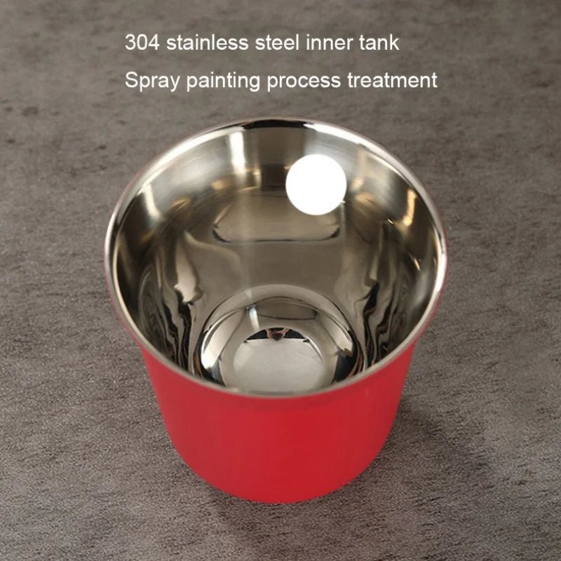 Summer New Simple Flat Bottom Cup Stainless Steel Double - layer Inner Tank Capsule Coffee Cup High - grade Solid Color Water Cup - Deems