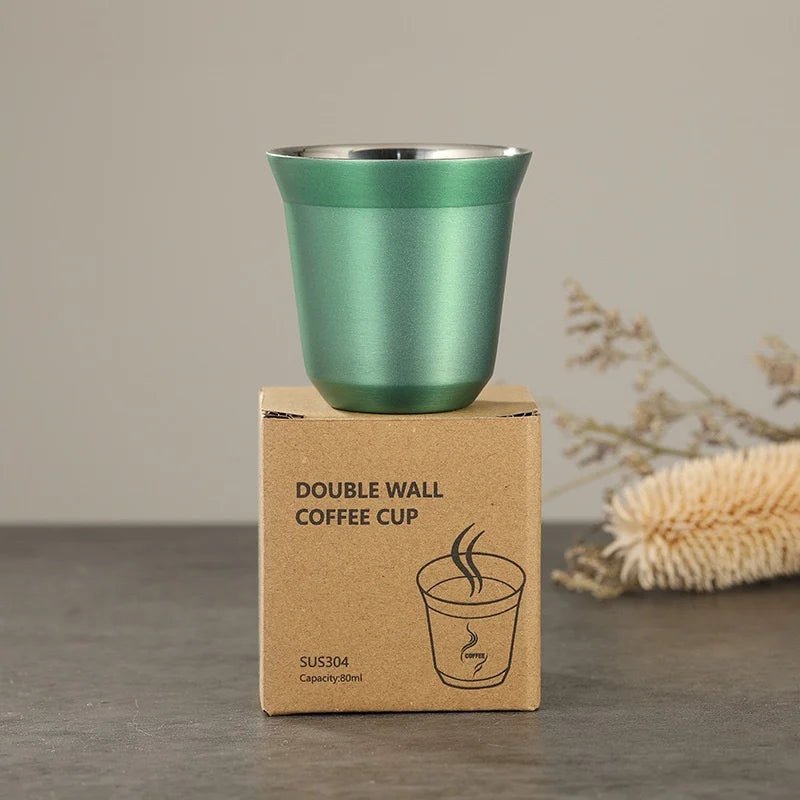 Summer New Simple Flat Bottom Cup Stainless Steel Double - layer Inner Tank Capsule Coffee Cup High - grade Solid Color Water Cup - Deems