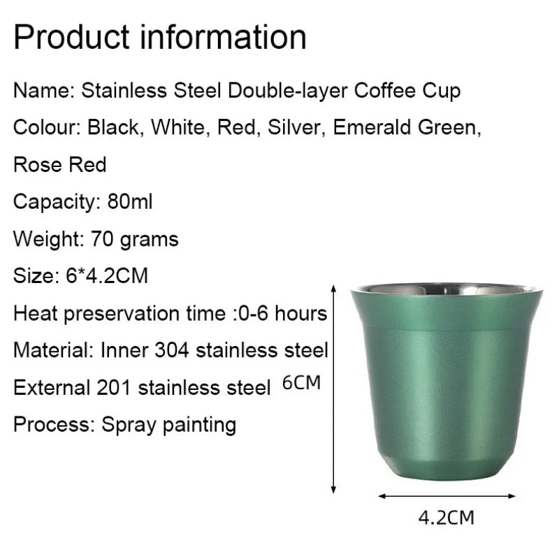 Summer New Simple Flat Bottom Cup Stainless Steel Double - layer Inner Tank Capsule Coffee Cup High - grade Solid Color Water Cup - Deems